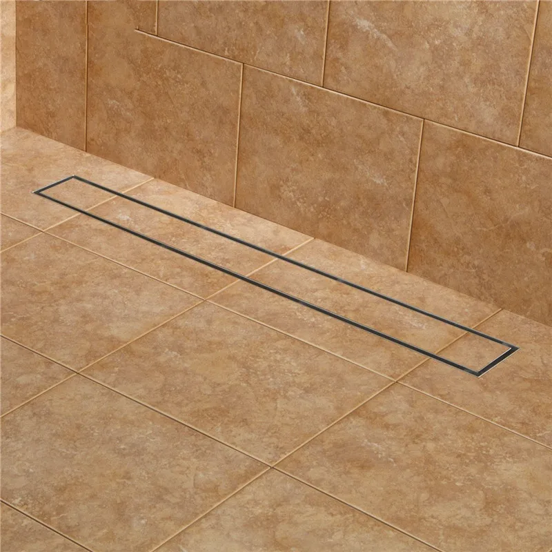 Strip Floor Drain 304 Stainless Steel Odor-resistant With Tile Insert Grate Invisible Shower Drain Brushed Nickel