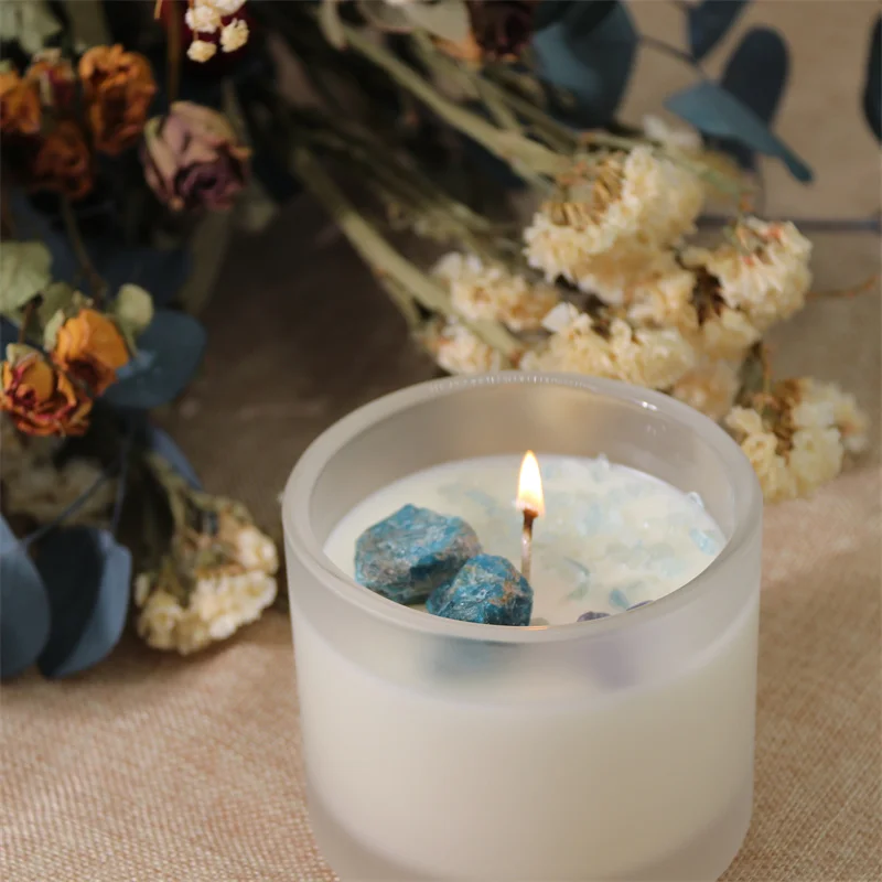 Healing Herbal Crystal Candle Calming Energy Relaxation Scents Soy Wax Candles