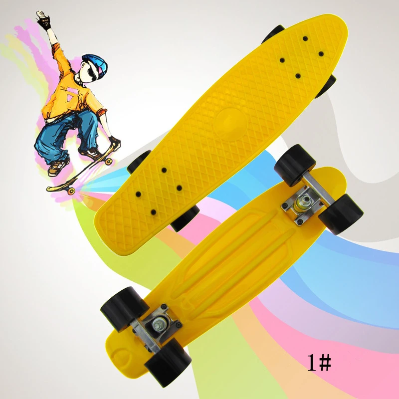 
Mini 22 inch PP plastic fish shape skateboards for children PU wheels complete blank deck skateboard 