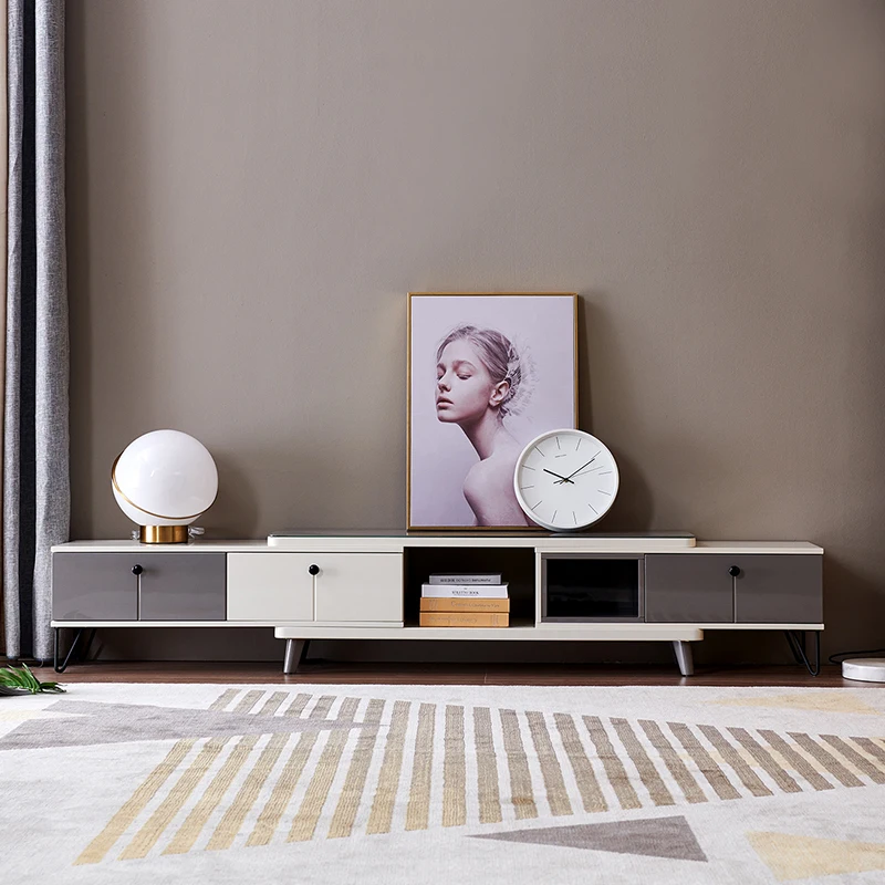 120797K Quanu nordic round corner metal feet latest design living room furniture morden tv stands