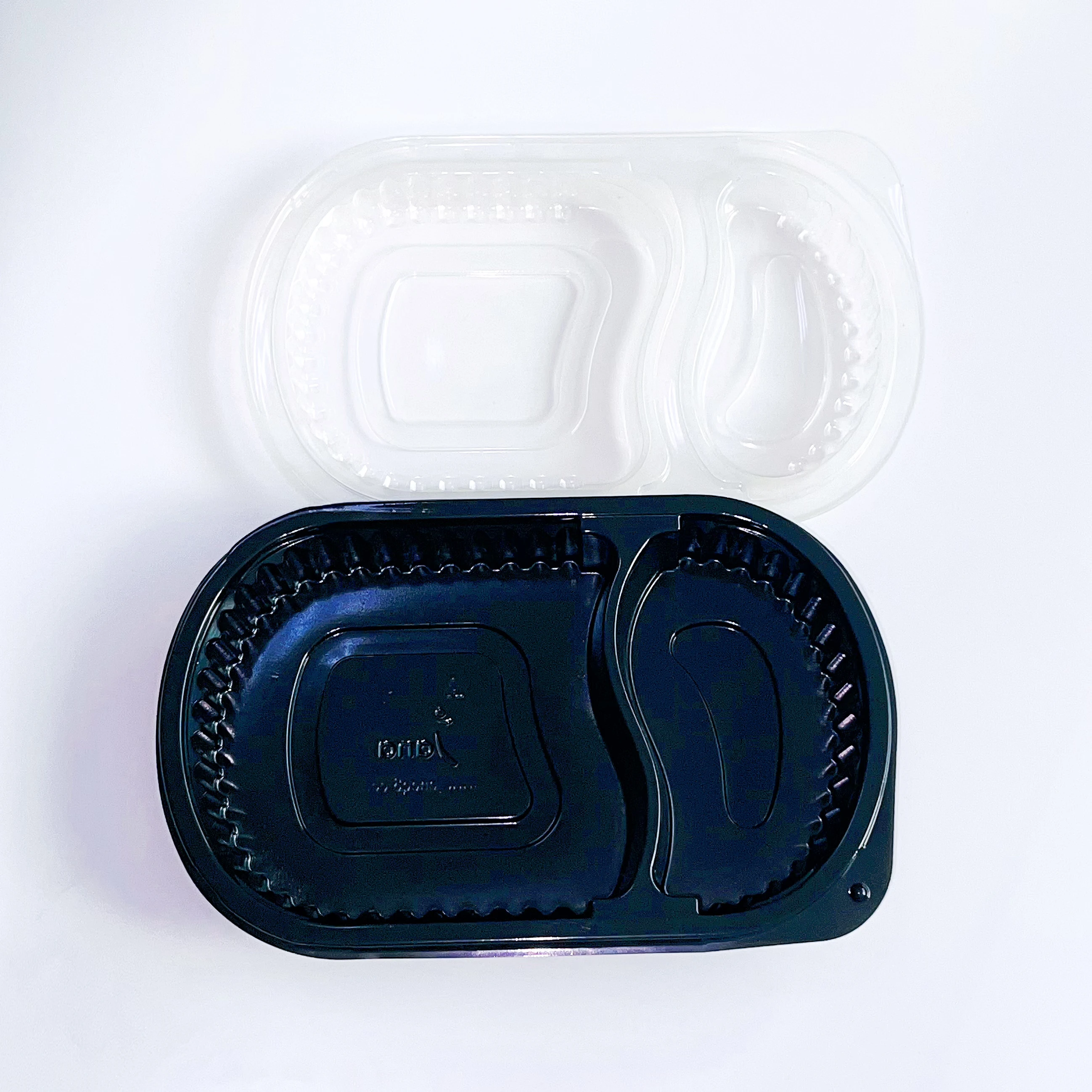 The latest design black double lattice disposable plastic meal box is available for customization