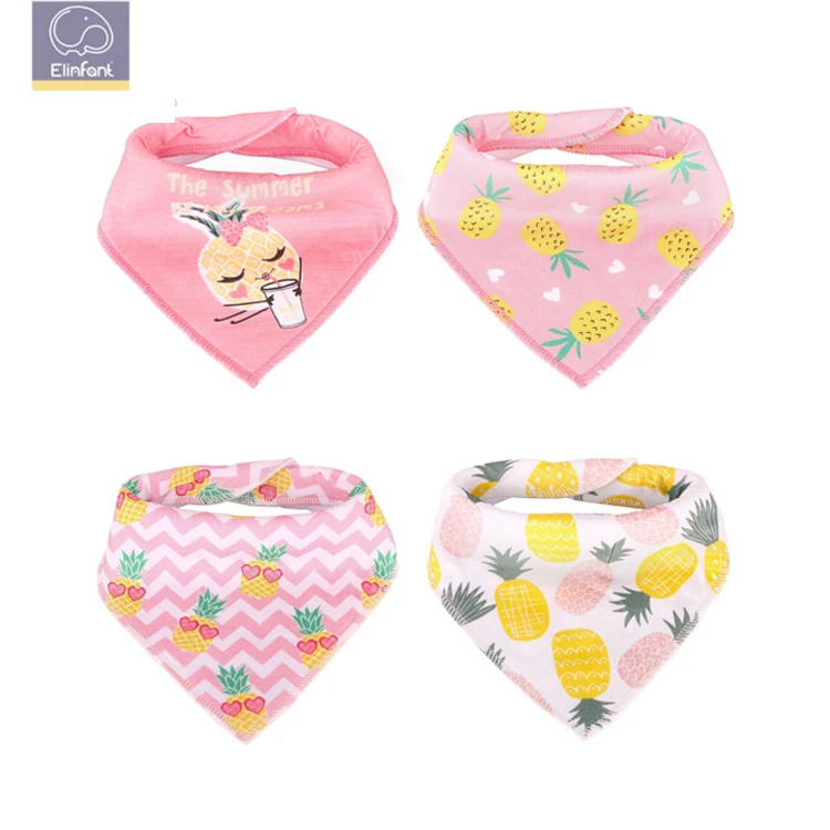 Baby bandana  bibs 100% cotton 4pcs/pack  2020 lovely design super soft baby bibs  manufacturer