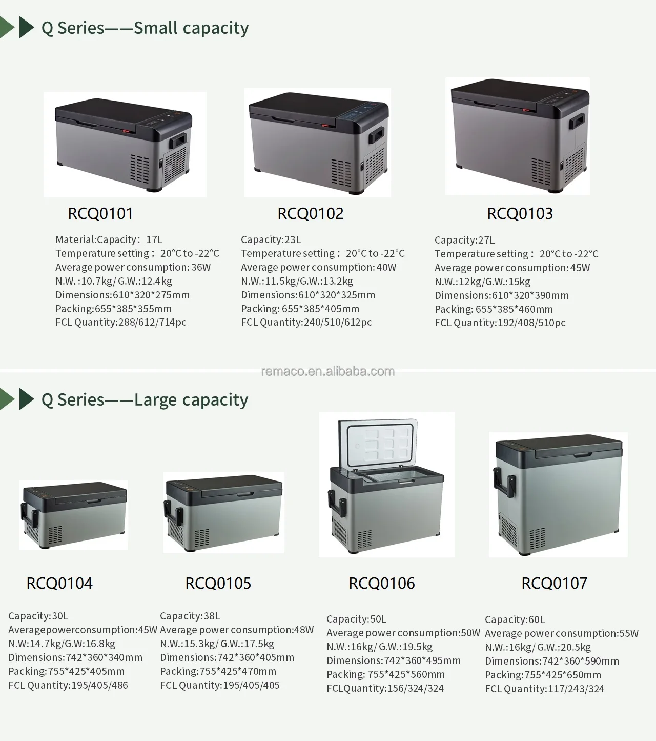 Outdoor Camping Dual Open Zone 60L Portable Car Fridge Freezer Refrigerator