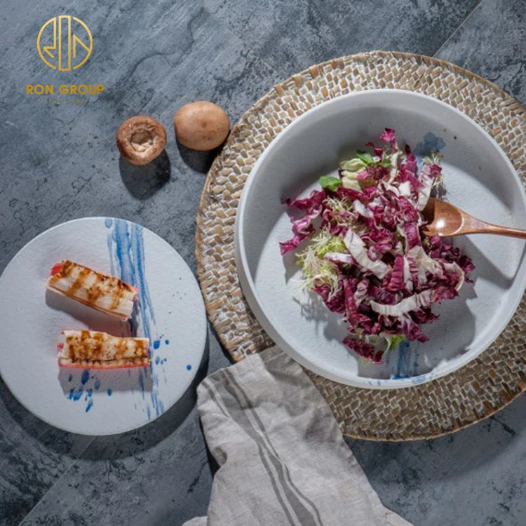 Restaurant Decoration Tableware Snack Saucer Plates Dishes Set splash ink porcelain round Mini Ceramic Appetizer Serving Dishes
