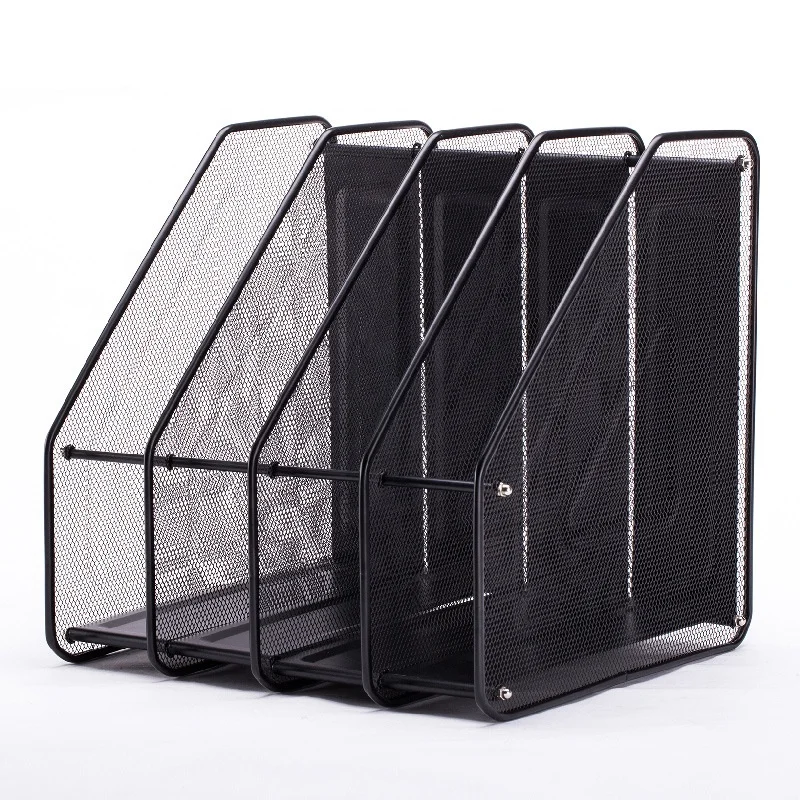 High Black Quality Metal Wire Magazine Holder 4 Components Mesh File Holder Office Desk Accessories Decorative File Box