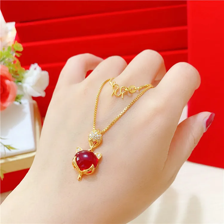 PUSHI fashionable brazilian gold jewelry fox set necklace earring ring bracelet dubai 24k gold jewelry set