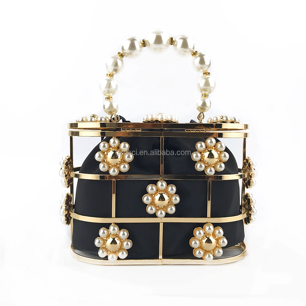 
Factory tredy beaded handbags metal frame clutch OC4131 