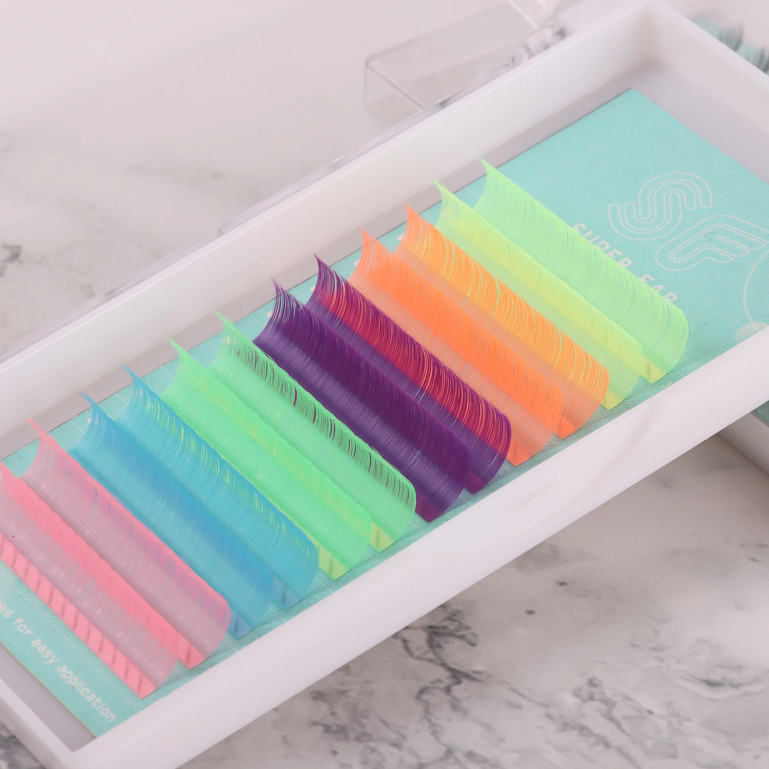 Factory Direct Supply Rain Bow Lash Trays Color 8-16mm Individual Eyelashes Lash Extension