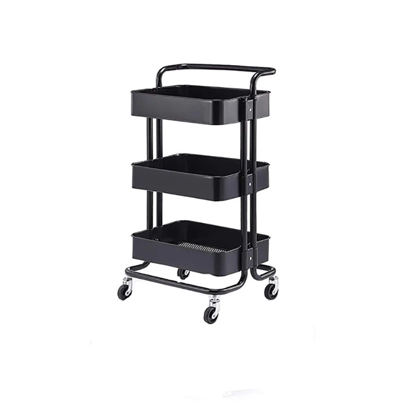 Household Accessories  Metal 3 tier rolling utility cart black for storage and organizer