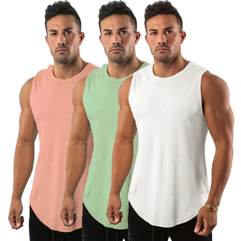 Custom Cotton Workout Tank Top For Men Fit Summer Muscle Singlet Sleeveless Travel Vest Plus Size Gym Cut Off Mens Tank Top