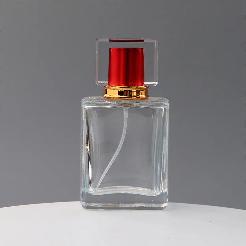 MUB custom 30ml 50ml clear color flat square empty glass bottle perfumes bottle