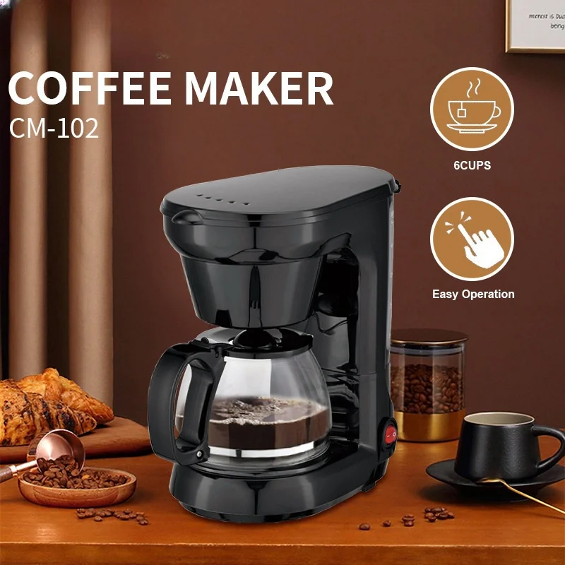 750ml Household Automatic Electric Coffee Maker Black 6 Cups 110V/220V Glass & Plastic Housing