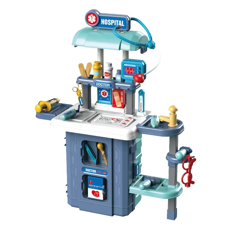 Bowa pretend play game 3 in 1 suitcase deformation operating table trolley little doctor set toys for kids