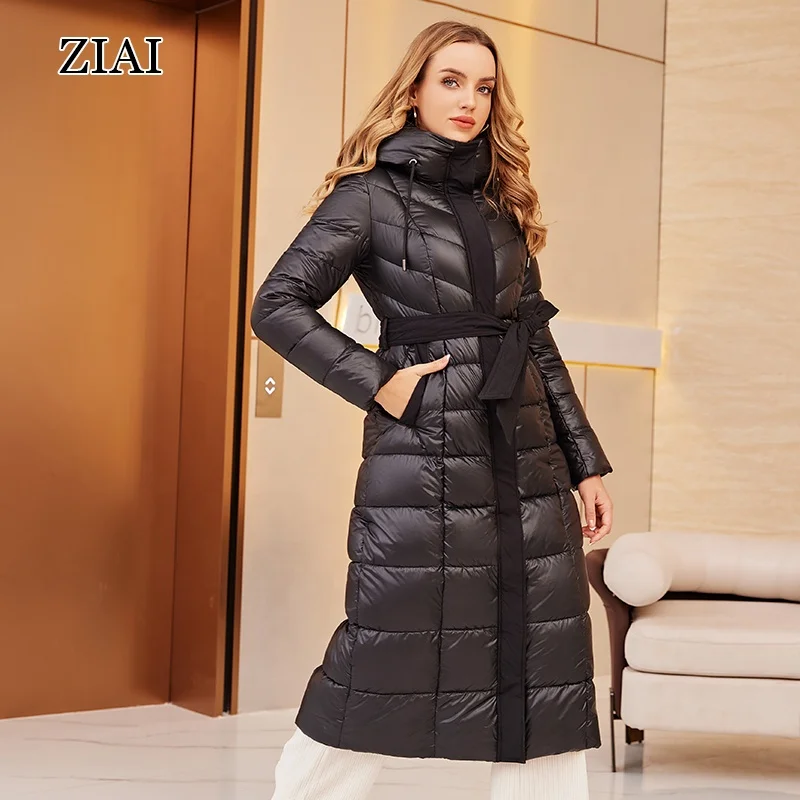 Wholesale Coat Winter women long fashion thick shiny jacket warm casual parka hood ankle ladies puffer coat woman