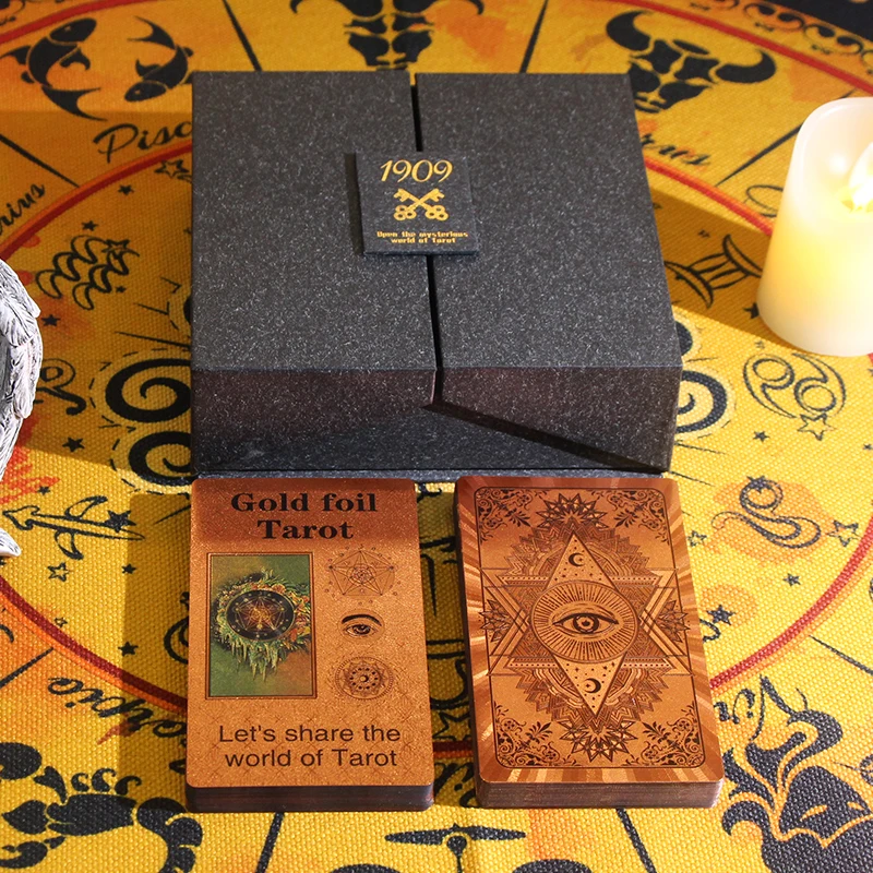 New High Quality Gold Foil Tarot Set Plastic12 X7cm PVC Tarot With Color Changing Printing