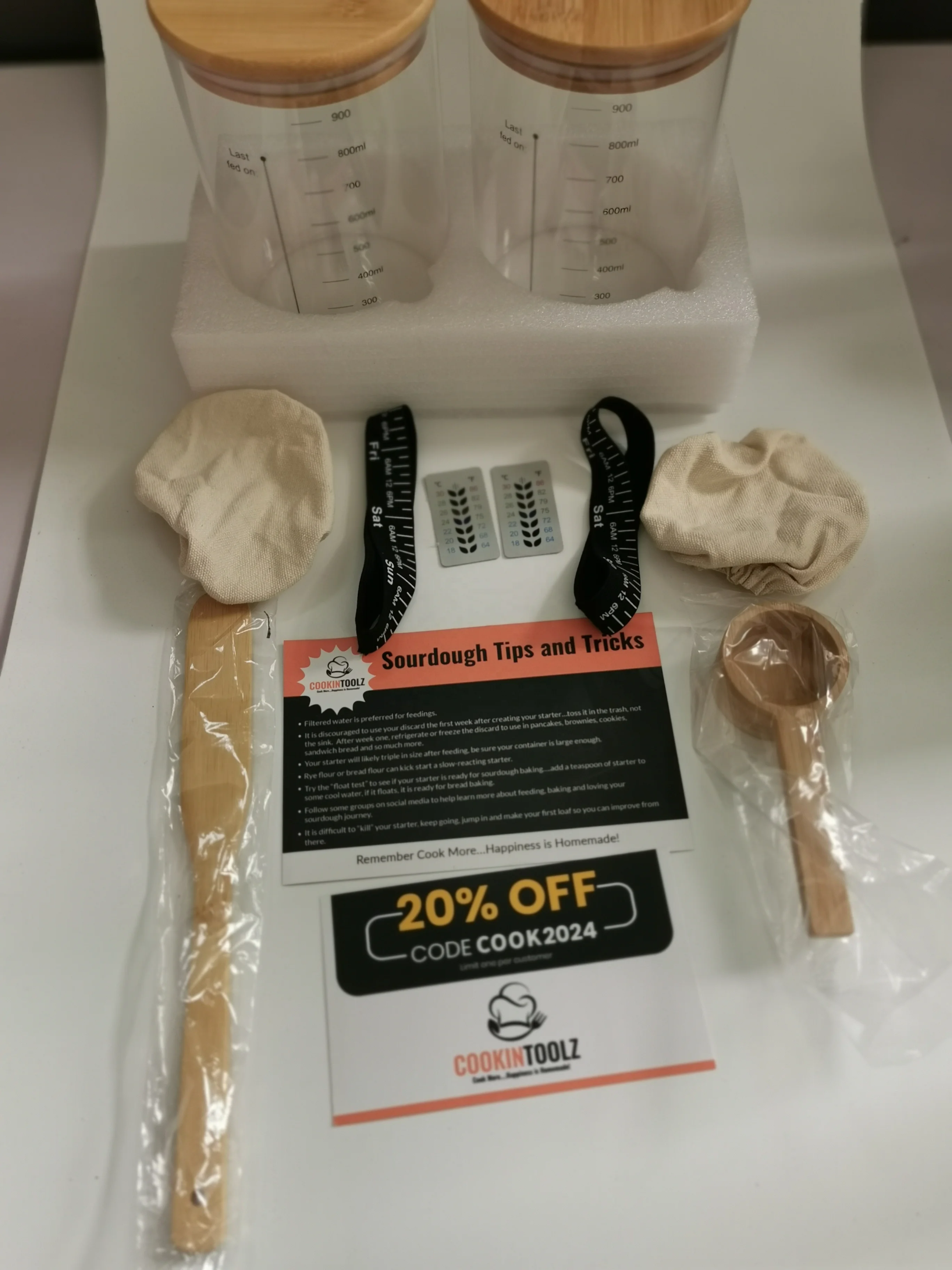 2024 New Product Ideas Eco-Friendly Sourdough Starter Kit Glass with sourdough starter jar kit Bread Proofing Basket Set