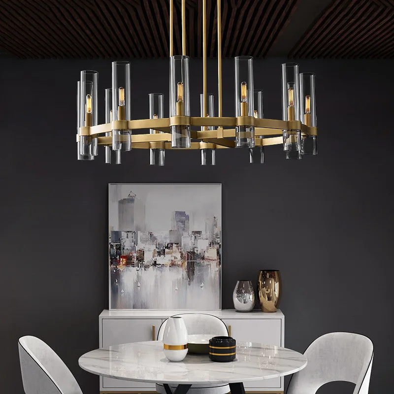 Hanging Lamp American black Pendant Lighting Fixtures bronze finish Round Chandeliers