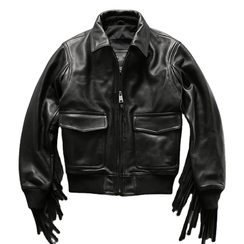 
Superior Quality Outdoor Outwear Windproof Cowhide Leather Fashion Winter Jacket 