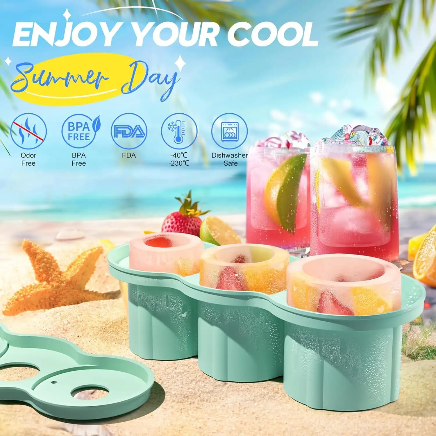 Stanley Cup Silicone Ice Cube Tray with Lid for Freezer Silicone Ice Cube Molds Water Bottle Ice Cube Tray