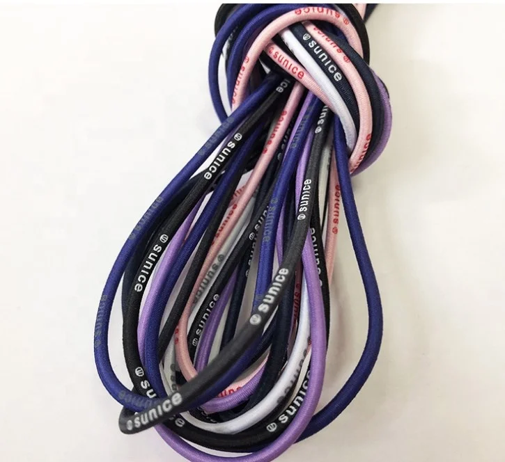 2mm High Tenacity Custom Design Polyester Round Printed Logo Elastic Cord String