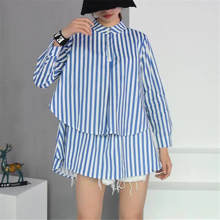 Shirts For Women Summer Stand Collar Ladies Shirts Long Sleeve Casual Loose Big Size Tops Double-Deck Shirt Women Blouse