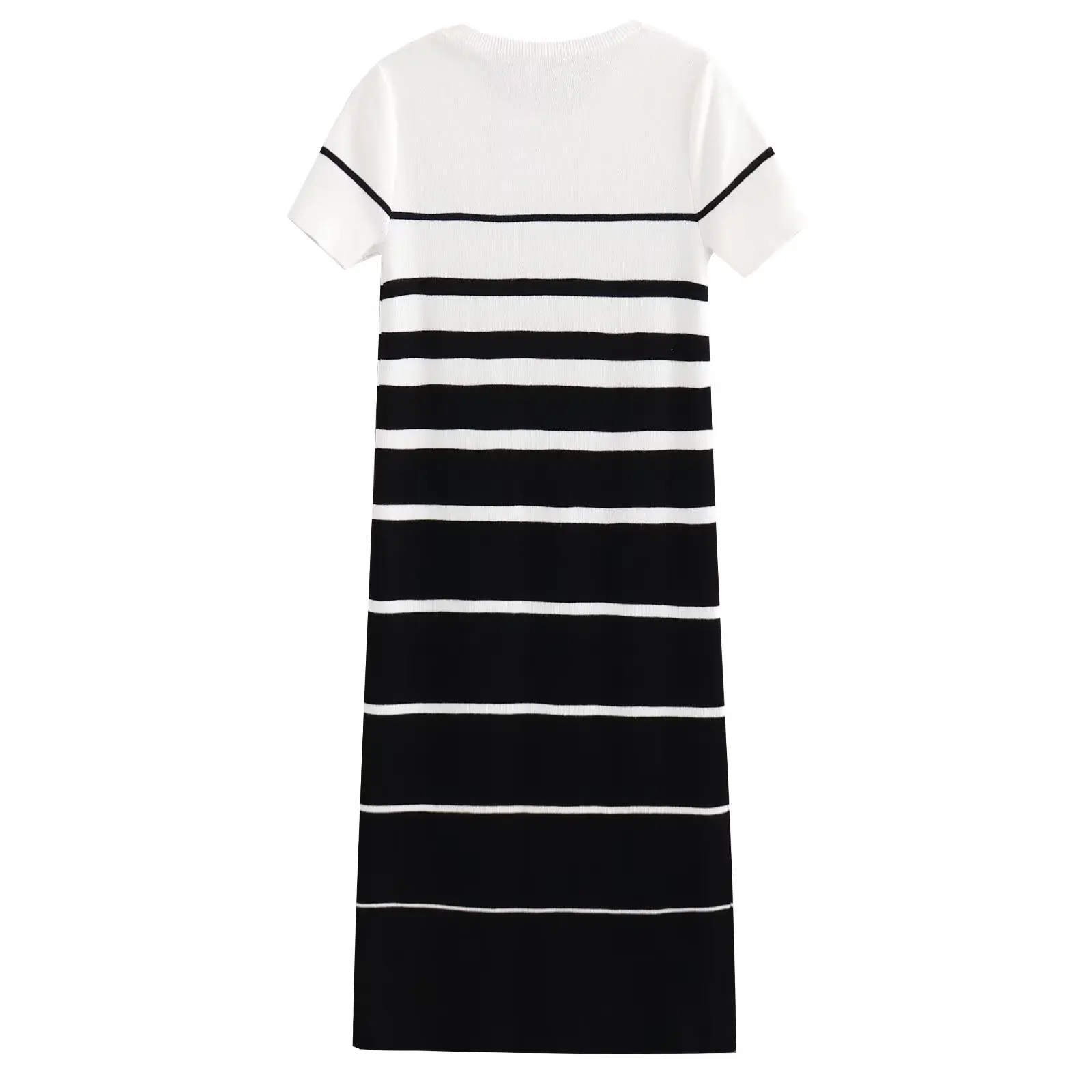 2023 Summer Casual Knit Stripe Short Sleeve Bodycon Midi Dresses For Women