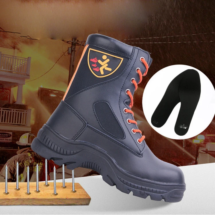 Factory Direct Sale Cowhide firefighting boots emergency extinguishing protective boots fire extinguishing boots