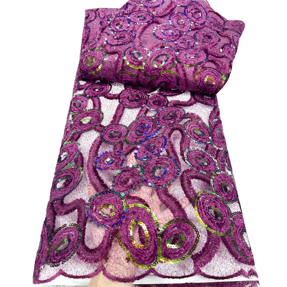 Beautifical dress fabric 2022 latest sequins mesh fabric embroidery bridal lace materials for african women ML5N1009