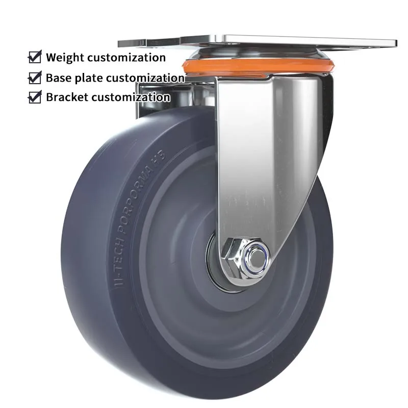 75mm castor pvc black rubber silent swivel heavy duty caster