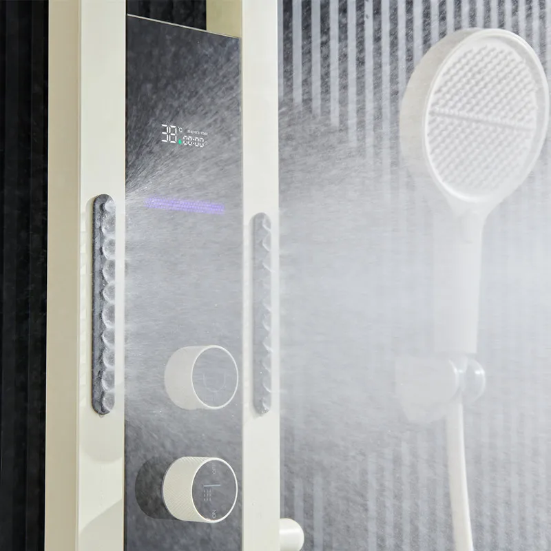 Factory Multifunction Rainfalll Piano Key Hot And Cold Sprinkler Massage White Display Digital Shower Head Sets System Panel