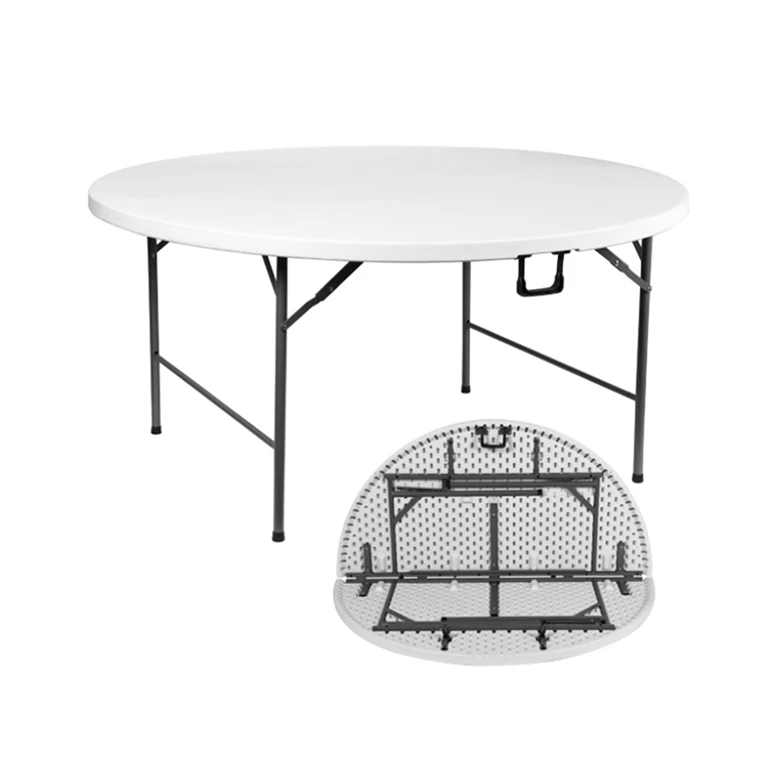 Competitive Price Blow Molding Fold Away Wedding Event Outdoor 5ft Folding In Half Round Outside Table
