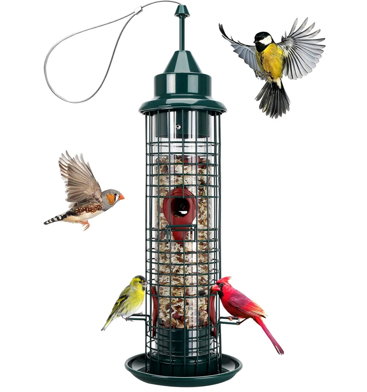 Hanging Wild Seed Aluminum Extra Thick Solid Transparent Steel Hanger Great Attracting Metal Birds Feeder Tube