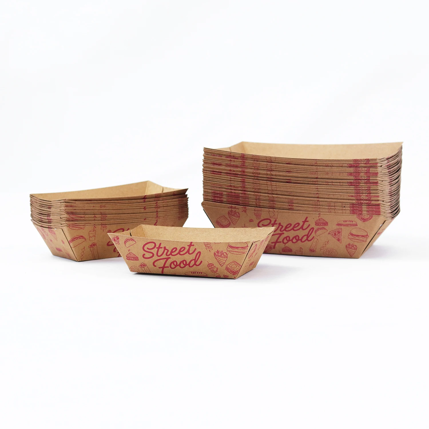 Food Tray Boat Tray Food Grade Greaseproof Kraft Paper Manufacturer Disposable Customized Boat Tray