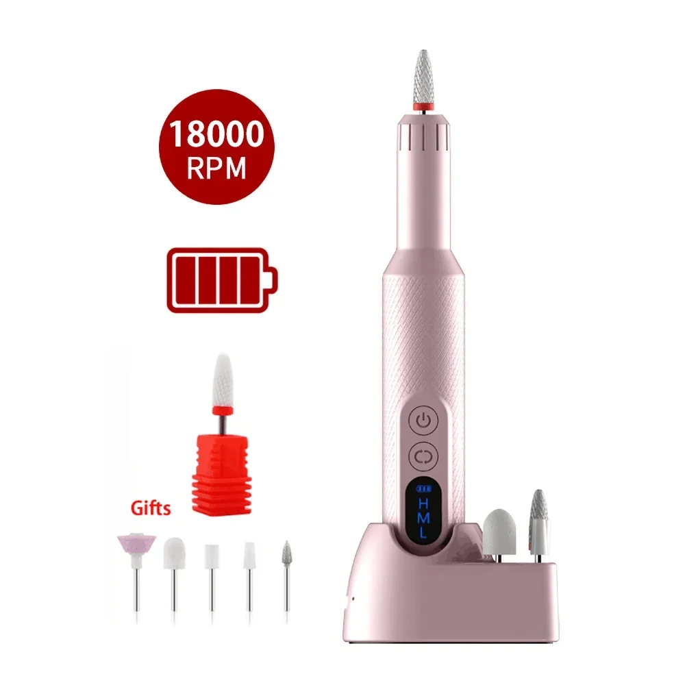 18000RPM Electric Nail Sander Cordless Rechargeable Milling Cutter Nail Machine Manicure Machine Wireless Nail Drill Machine