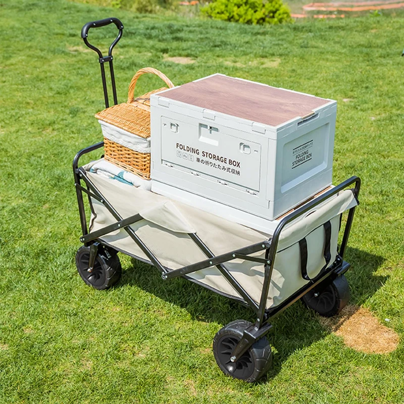Entai Wholesale Custom Outdoor Garden 4 Wheels High Quality Metal Camping Cart Foldable Wagon Trolley