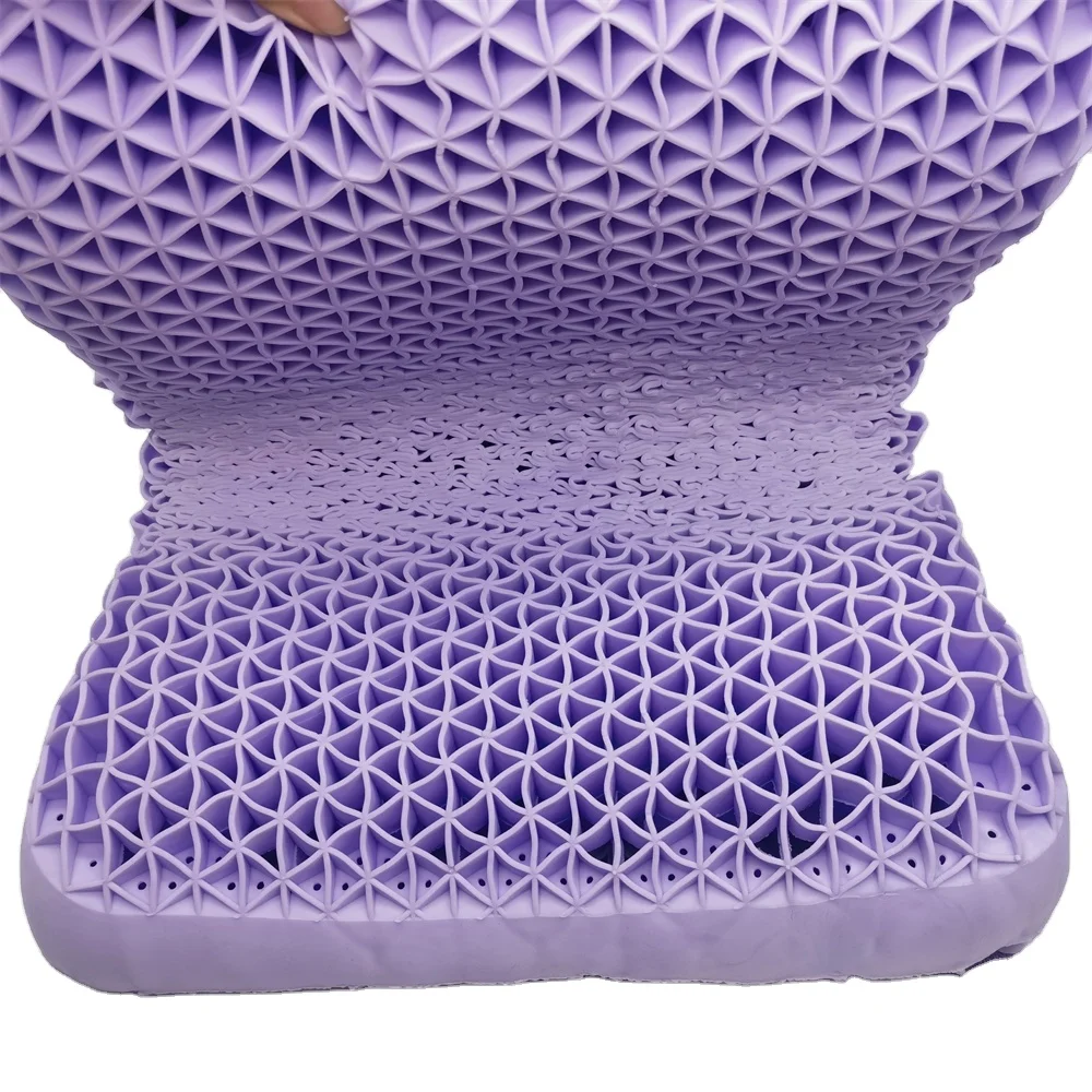 
3d gel honeycomb pillow with good air circulation tpe Washable pillow Thermo plastic Elastomer Purple Pillow 