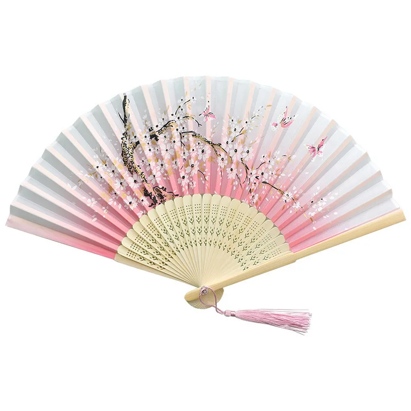 Traditional Hand Fans Wholesale Portable Antique Female Fan Hanfu Accessories Chinese Silk  Bamboo