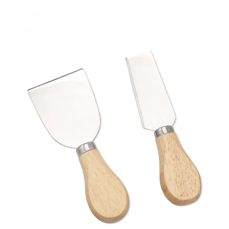 Premium 7-Piece Cheese Knife Set - Oak Wood Handle Stainless Steel Cheese Knives