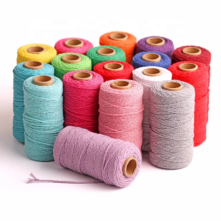 Colored handmade 3mm thick woven decorative hemp cotton DIY cotton cord