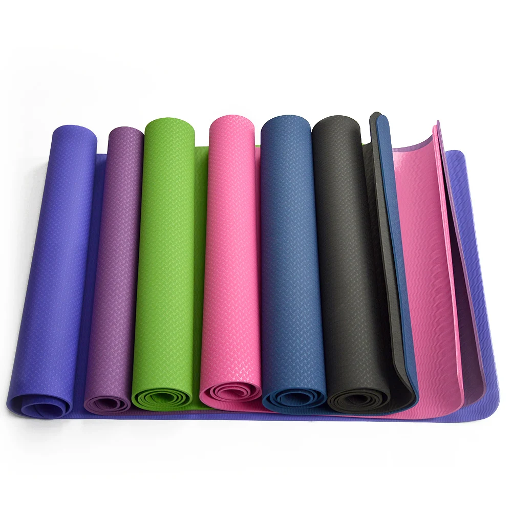 Custom printed fitness tpe 173cm black yoga mat wholesale
