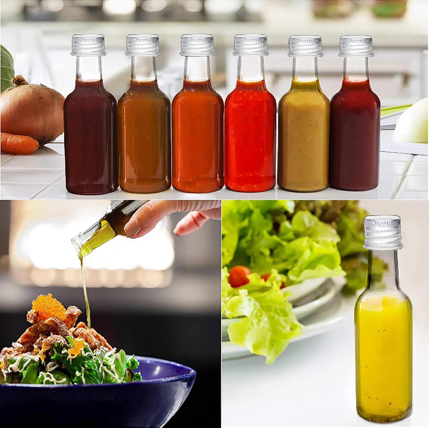 2022 New Mini Liquor Bottles Glass  50ml 2oz 100ml 3oz Empty Spirit  juice wine syrup Bottles with Screw Caps