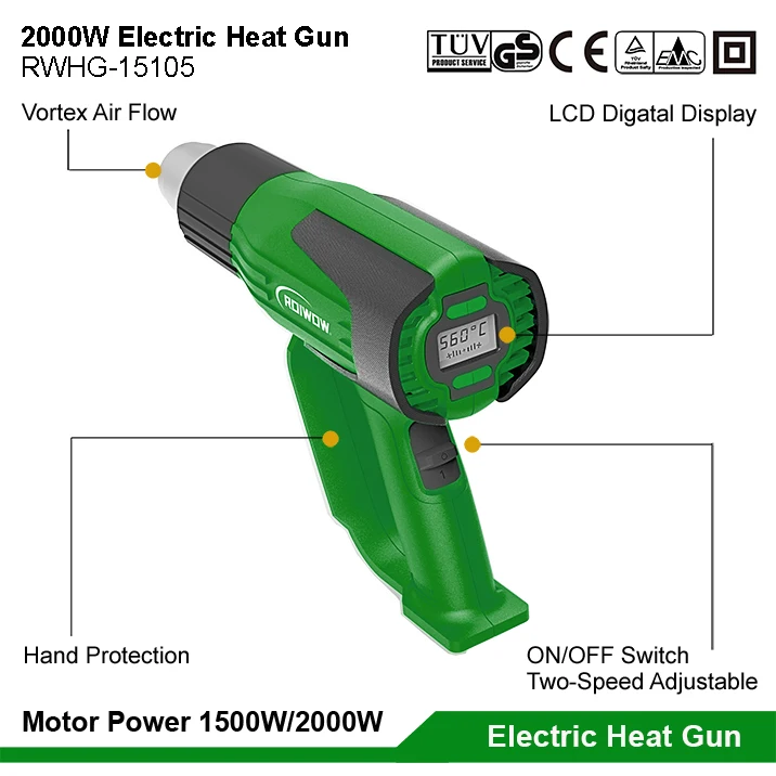 2000W Electric Power Heat Guns Machine Portable handhold Hot Air Heat Gun Tools Temperature LCD Digital Display