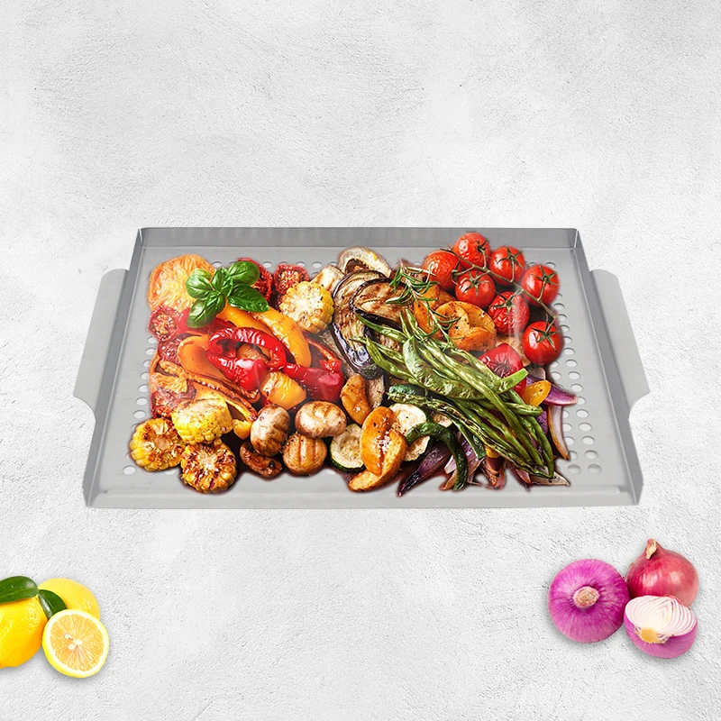 2024 New trend Stainless steel Barbecue Grill pan Kitchen Gadget BBQ grill tray  Barbecue Topper For Out Door BBQ