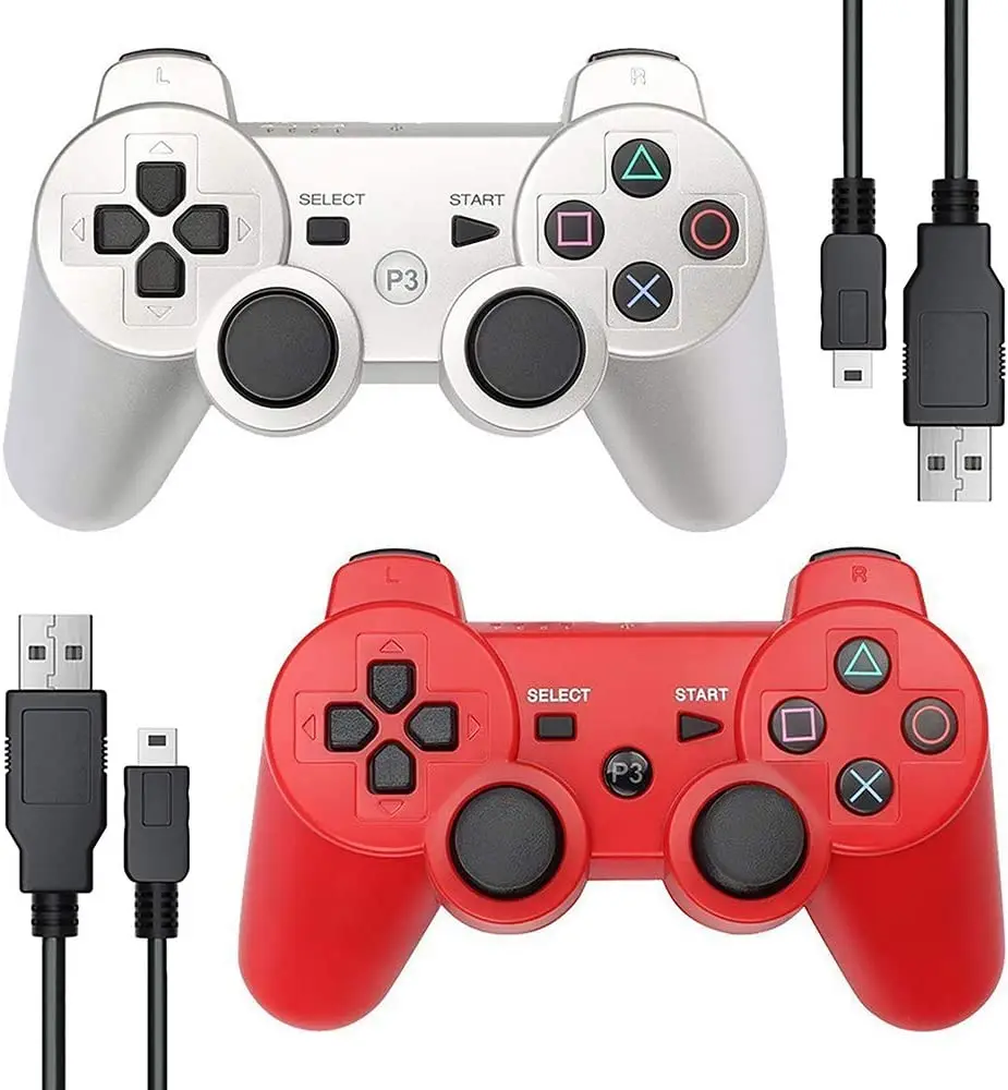 PS3 Controller Wireless Game Controller with Double Vibration 2 Charging Cable 2 Pack Gamepad Compatible with Playstation 3