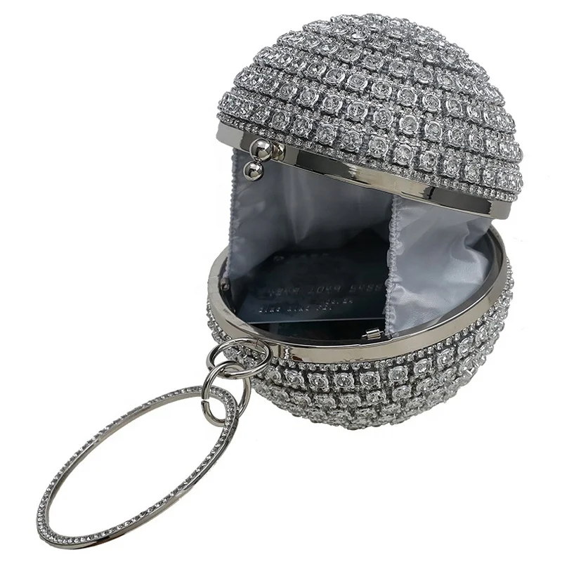 Customized Trendy 26 * 13cm Sequin Round Women Evening Clutch Bag With Handle