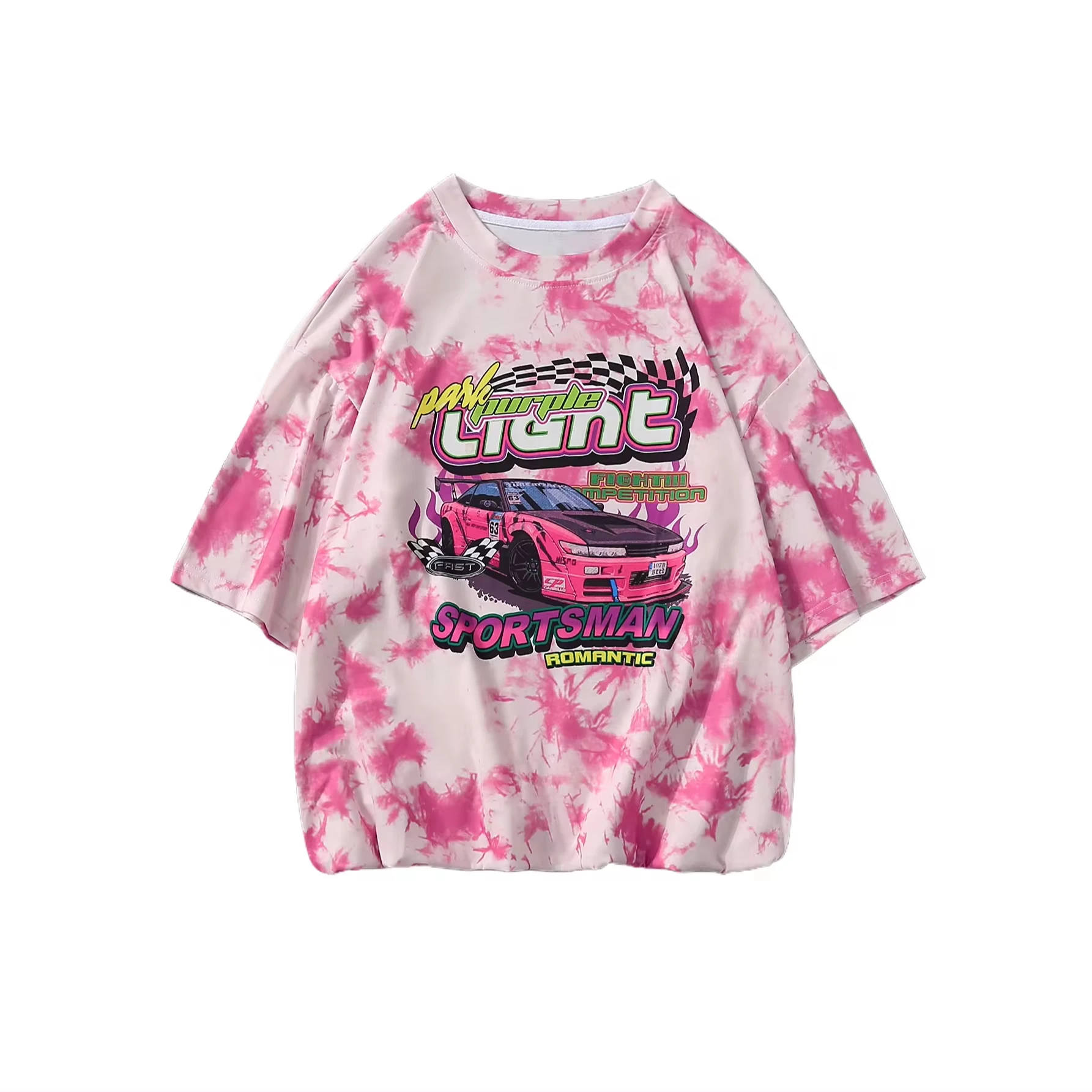 Men Car And Letter Graphic Tee promotion high quality tie-dyed mens tshirts
