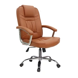 Boss Swivel Revolving True Seating Concepts Leather Executive Chair from Leather Brown