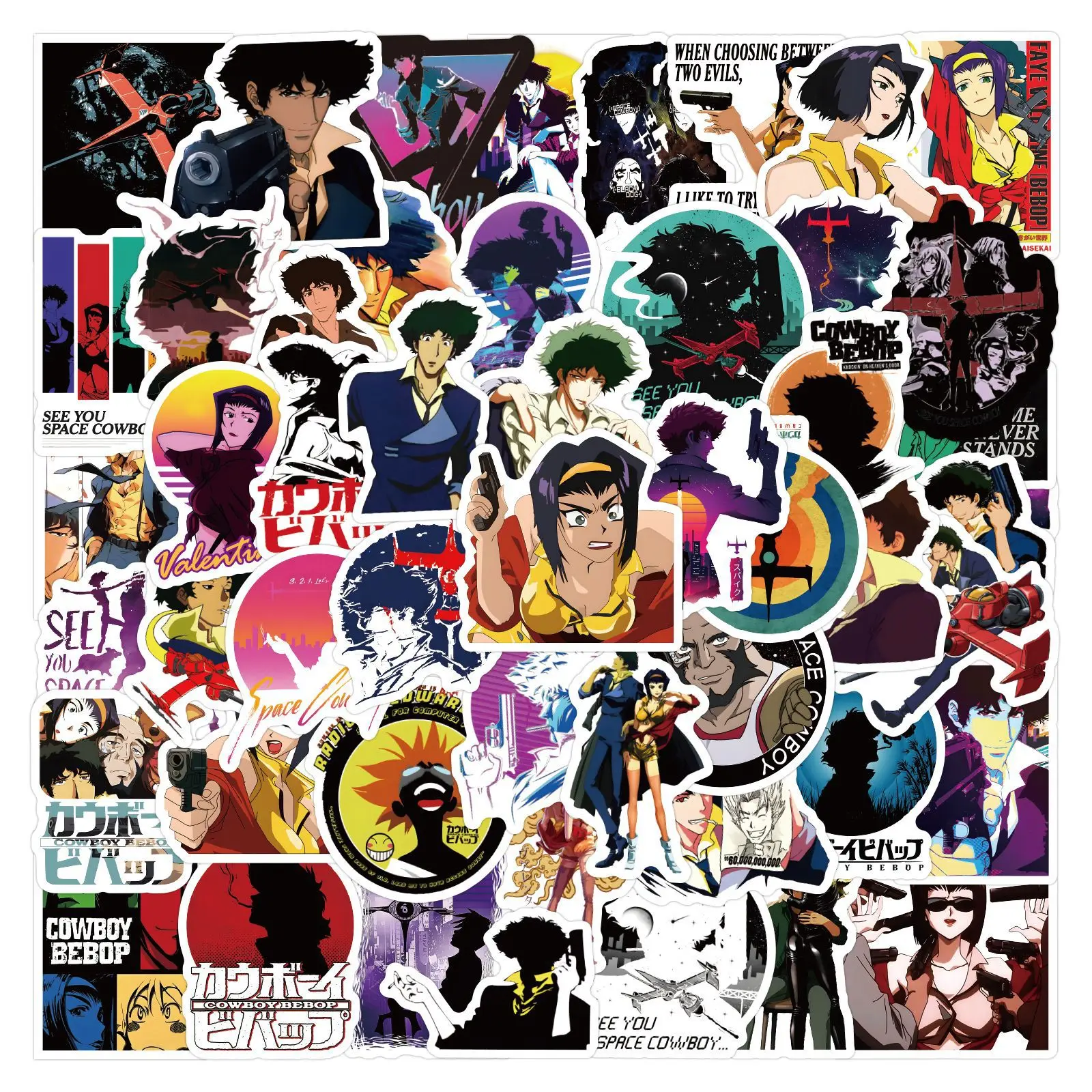 50PCS Anime Intergalactic Cowboy Graffiti Stickers Guitar Decorated Sticker PVC Waterproof Stickers