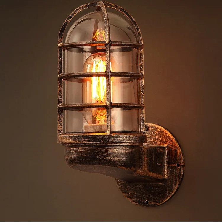 Industrial retro black iron creative wall lamp corridor aisle restaurant wall light vintage lamp E27