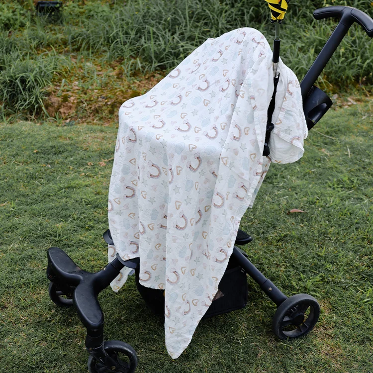 Organic Infant Muslin Swaddle Blankets Blanket Soft Bamboo Cotton  Unisex Swaddling Wrap Receiving Blanket Wholesale